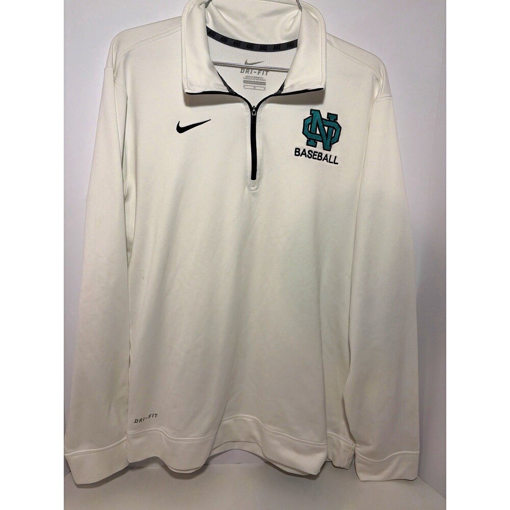 Nike Dri-FIT Men’s Baseball 1/4 Zip Mock Neck Pullover White M Long Sleeve